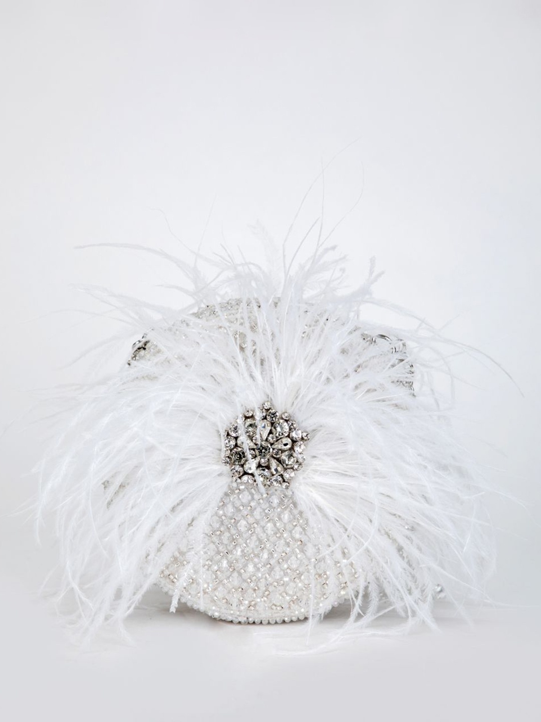 

EENA Alani Embroidered Half Moon Clutch, White