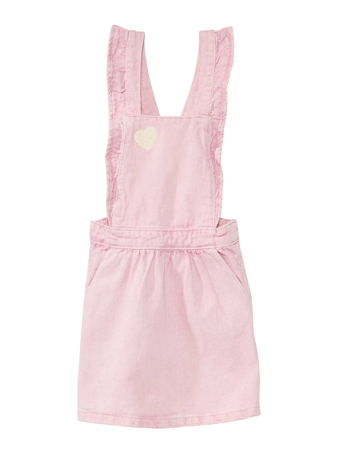 

KIABI Girs Square Neck Partly Elasticated Pinafore Dress, Pink