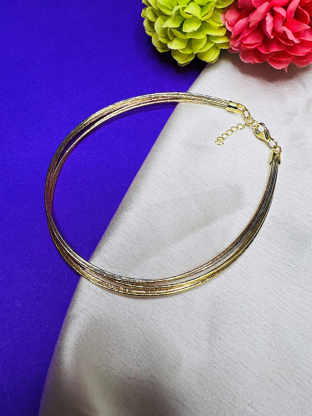 

Arte Jewels 925 Sterling Silver Textured Ankle, Gold