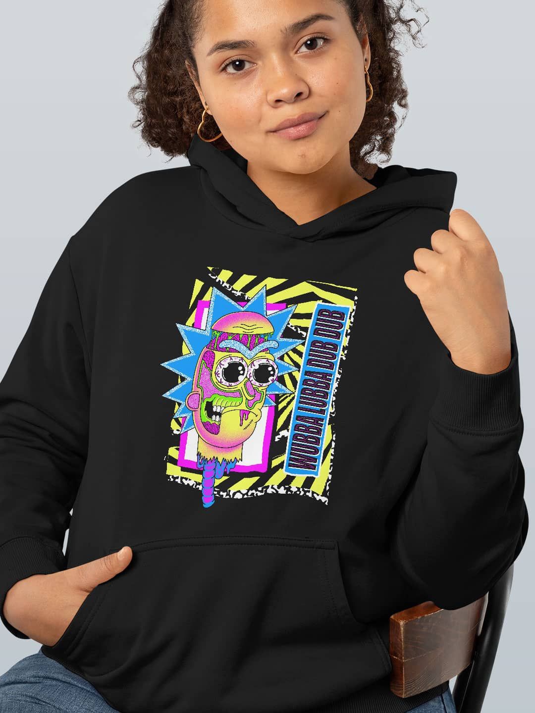 

macmerise Women Printed Hooded Sweatshirt, Black