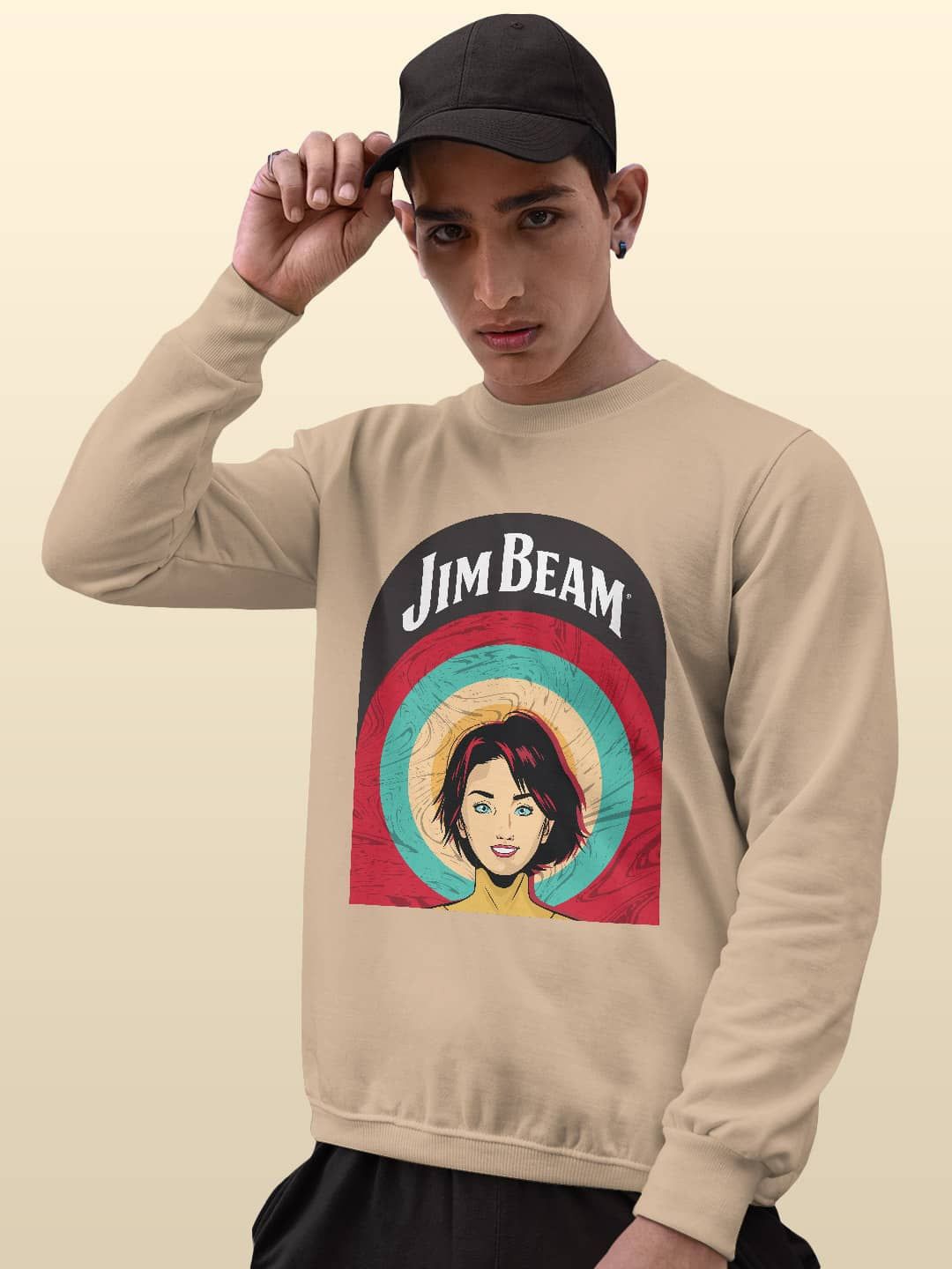 

macmerise Men Printed Sweatshirt, Beige