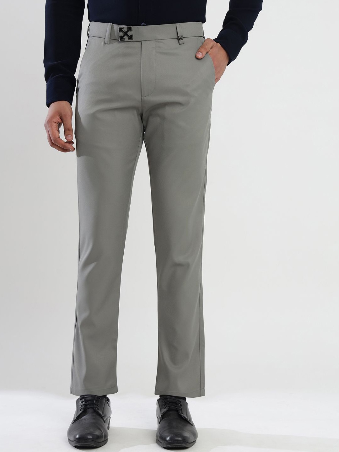 

MANTICORE Men Regular Fit Formal Trousers, Grey