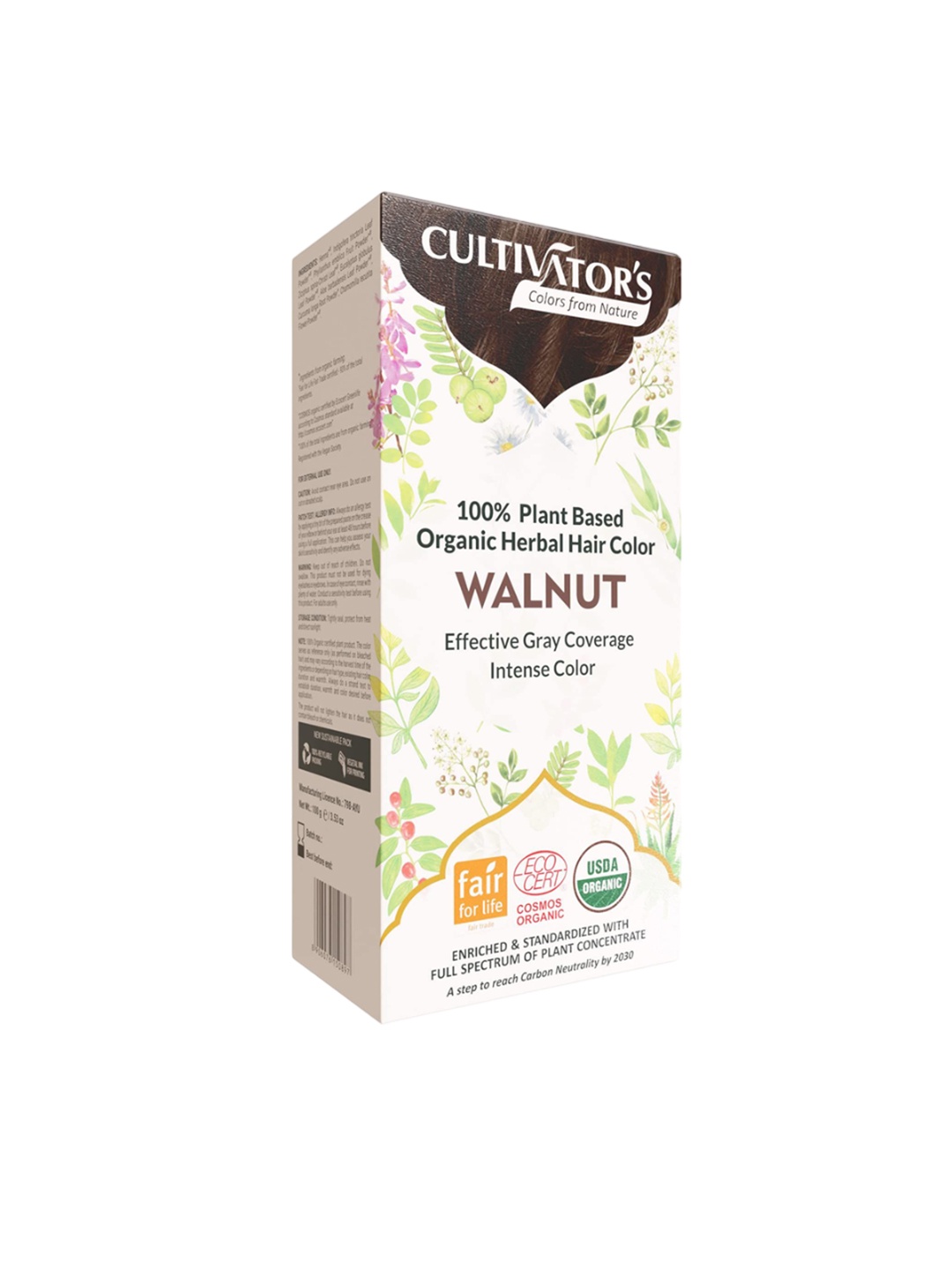 

Cultivators Long-Lasting Organic Hair Color Powder 100g - Walnut, White