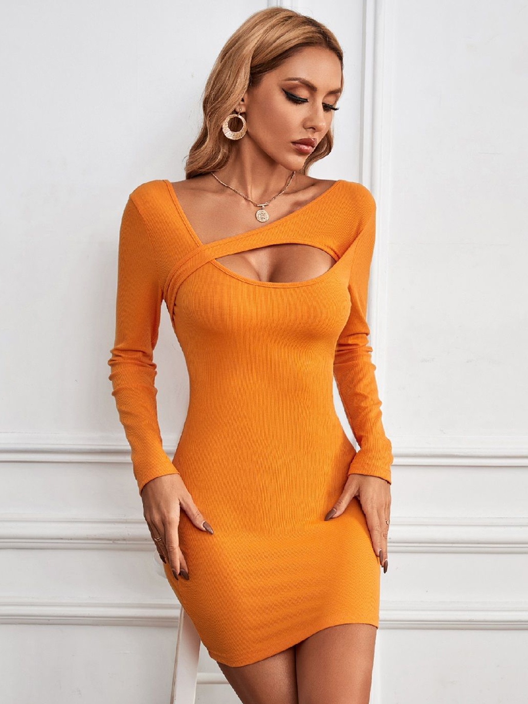 

StyleCast Women Long Sleeves Bodycon Dress, Orange