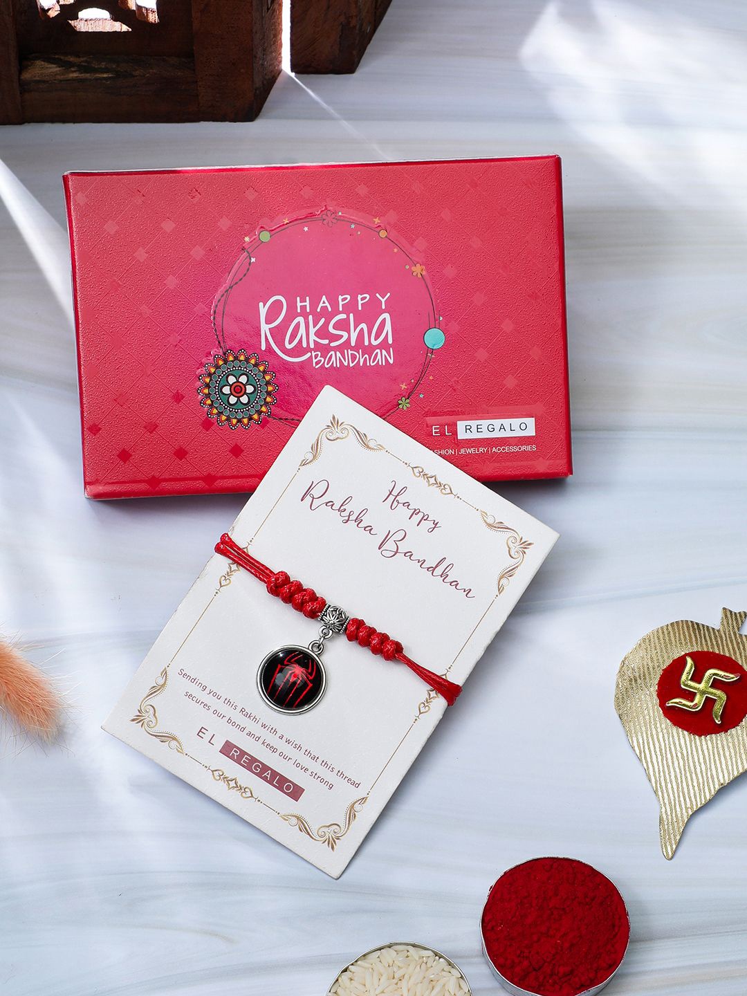 

EL REGALO Kids Enamelled Thread Rakhi, Red