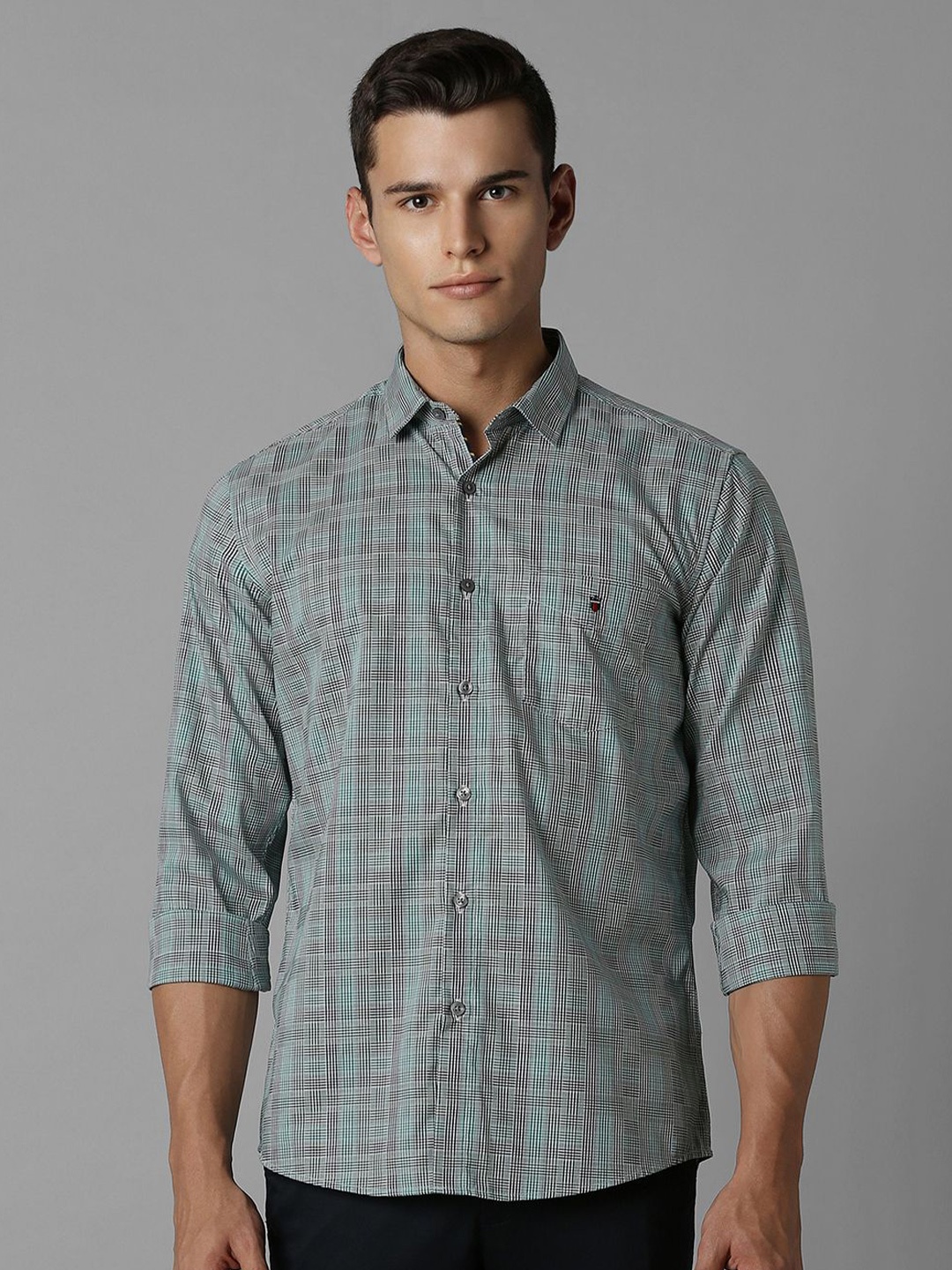 

Louis Philippe Sport Men Slim Fit Opaque Checked Casual Shirt, Grey