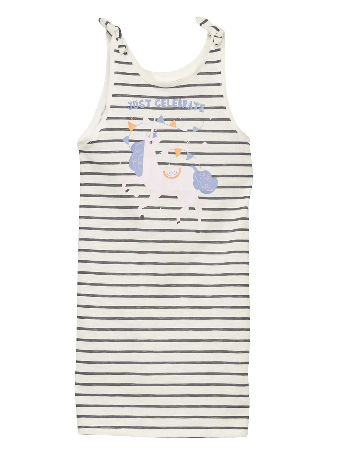 

KIABI Girls Striped A-Line Dress, White