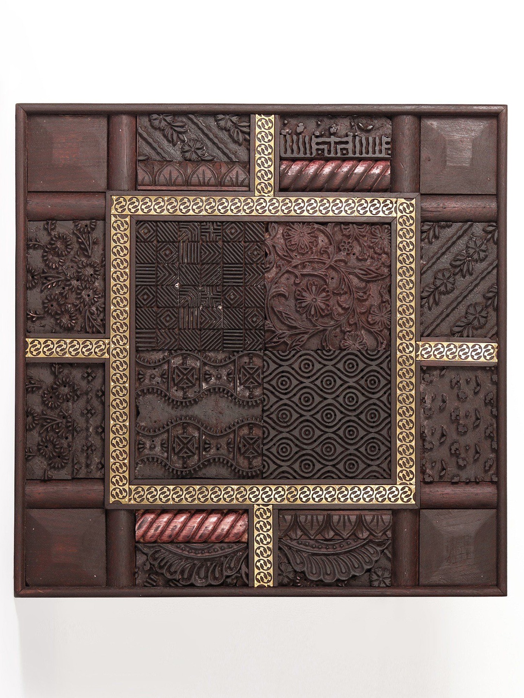 

Exotic India Wood & Brass Square Shape Wall Decor, Brown