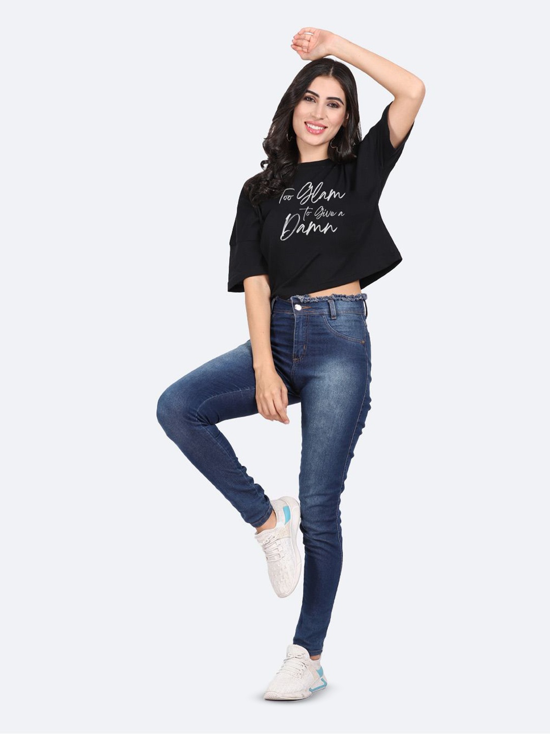 

Mad Over Print Print Cotton Crop Top, Black
