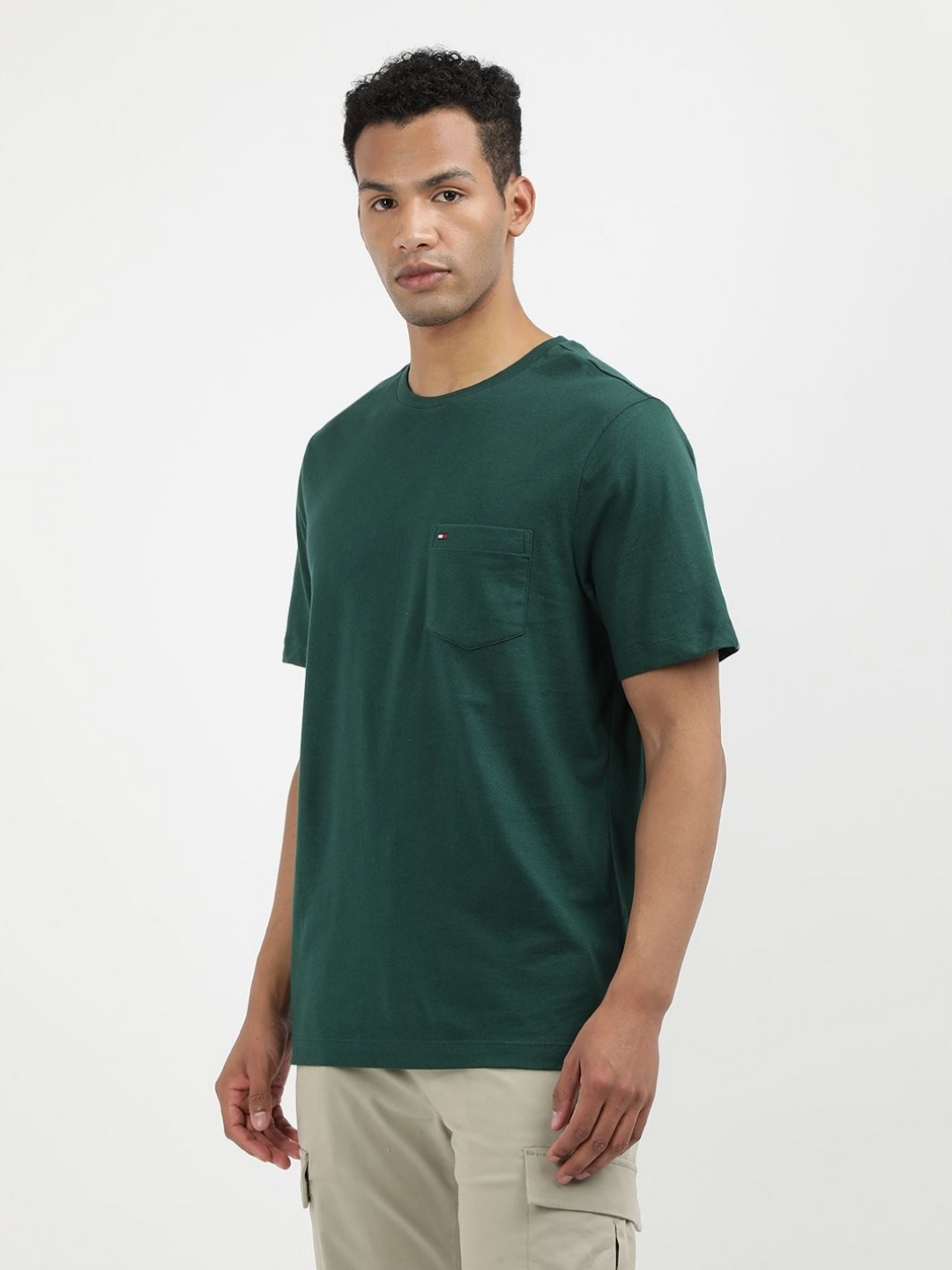 

Tommy Hilfiger Men Solid Round Neck Cotton T-shirt, Green