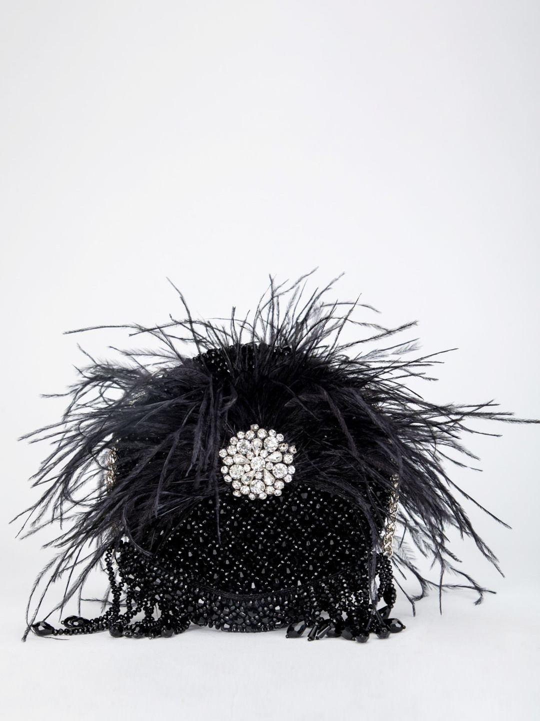 

EENA Alani Embroidered Half Moon Clutch, Black