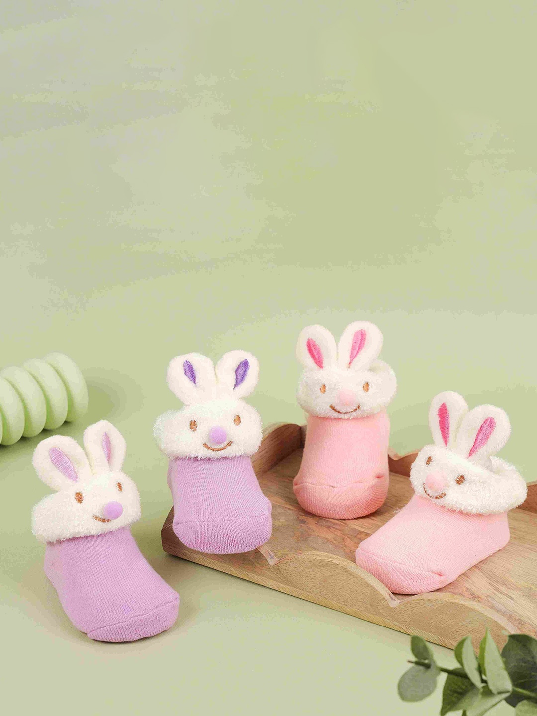 

KICKS & CRAWL Infants Girls Pack Of 2 Bunny Ankle-Length Socks, Pink