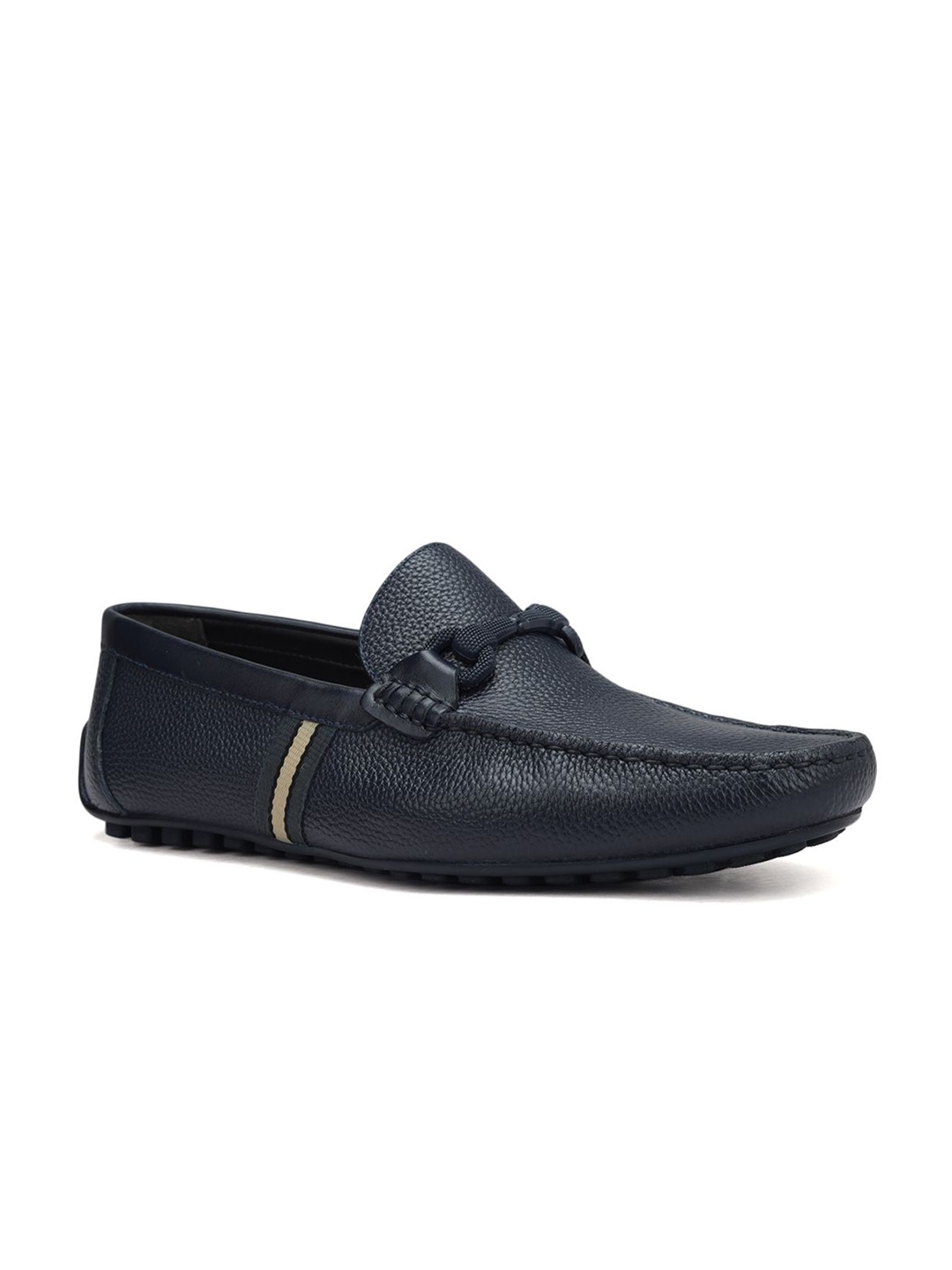 

ROSSO BRUNELLO Men Leather Slip On Loafers, Navy blue