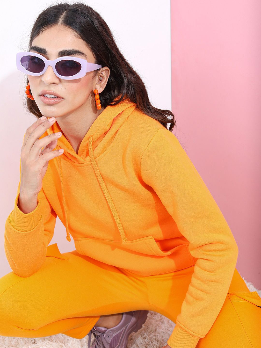 

Tokyo Talkies Women Hooded Sweatshirt, Orange