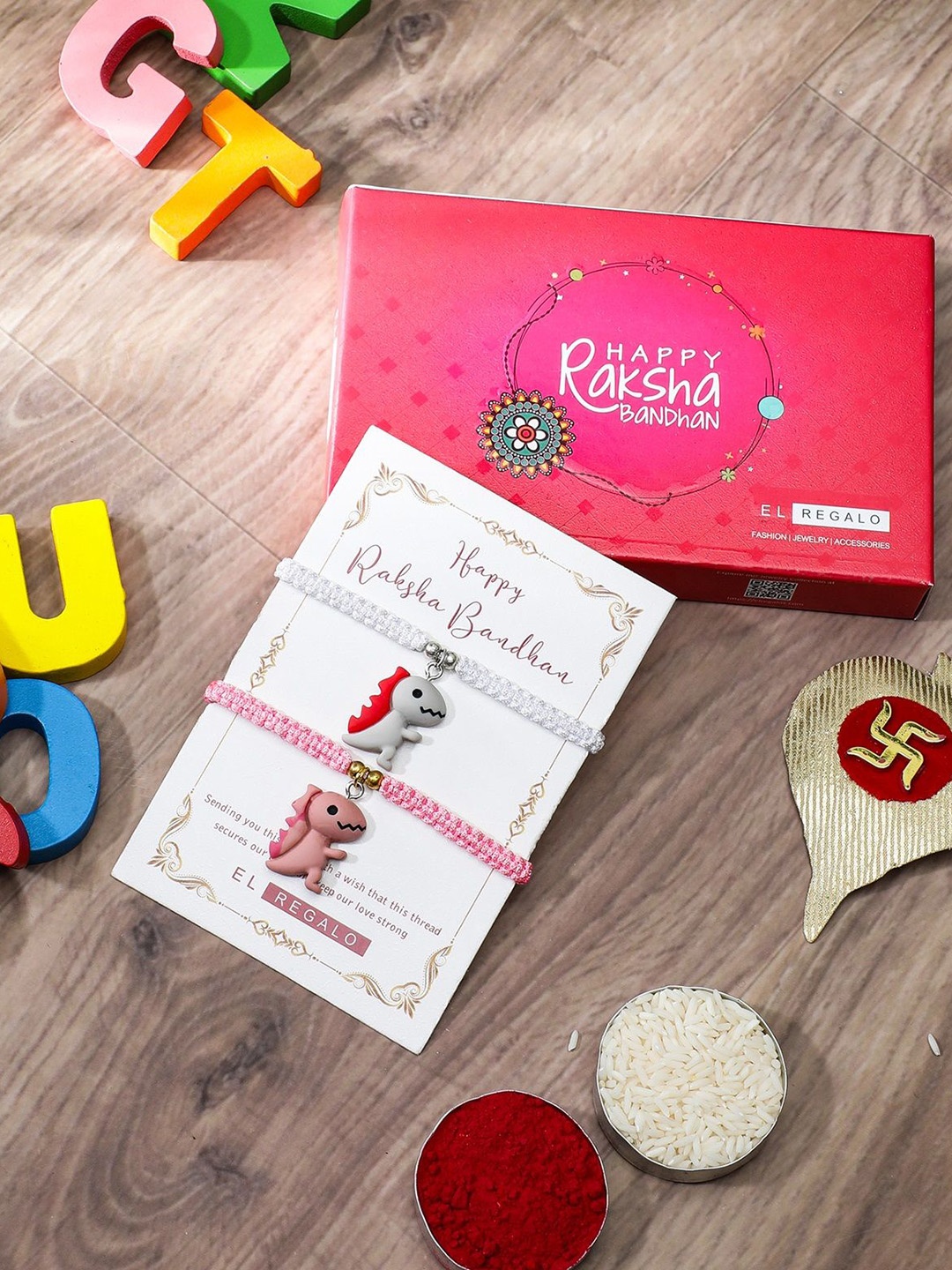 

EL REGALO Kids Set of 2 Thread Rakhis, White