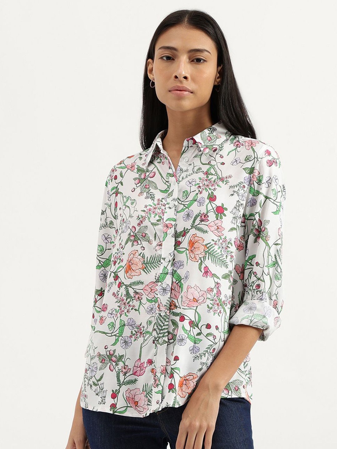 

United Colors of Benetton Women Floral Opaque Printed Casual Shirt, White