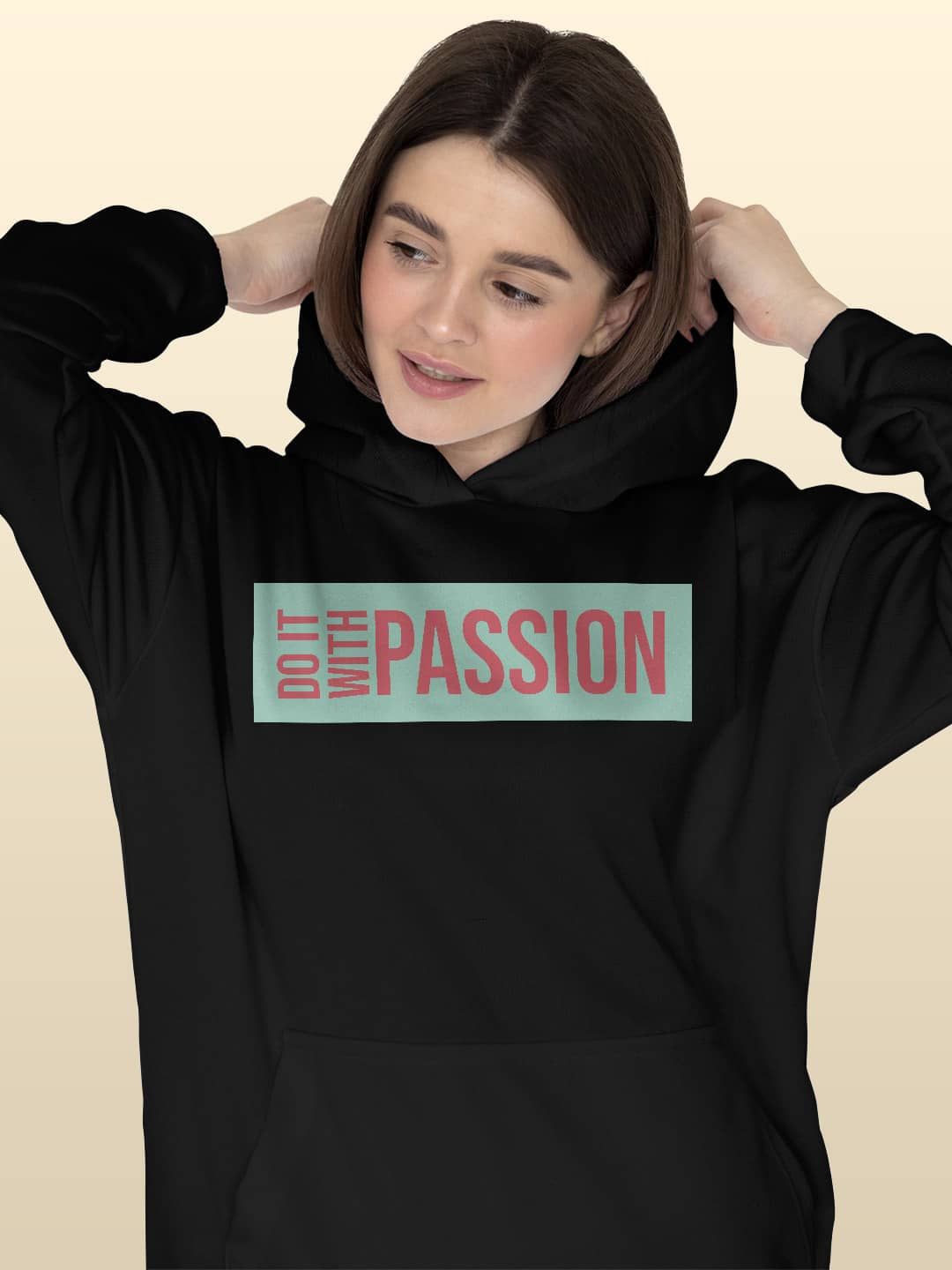 

macmerise Women Printed Hooded Sweatshirt, Black