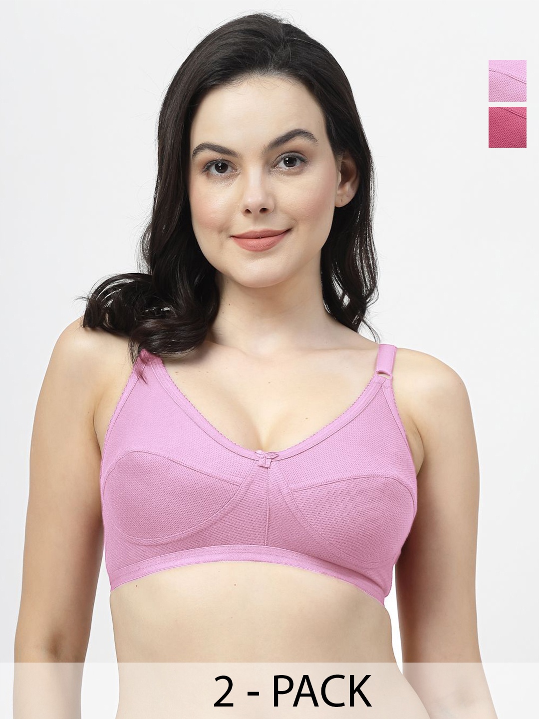 

SHYAM SONS FLAIR Pack Of 2 Solid Wireless Non Padded Full Coverage Bra, Pink