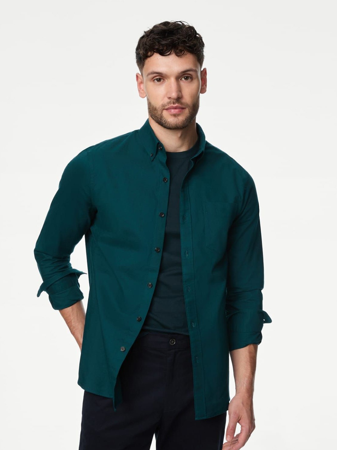 

Marks & Spencer Men Opaque Casual Shirt, Sea green