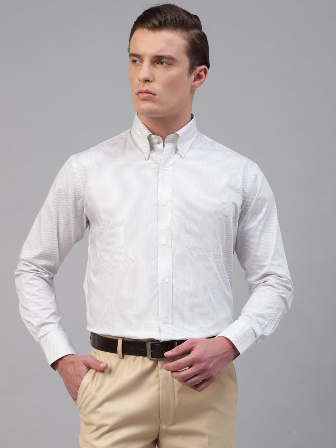 

Givo Men Opaque Striped Formal Shirt, Blue