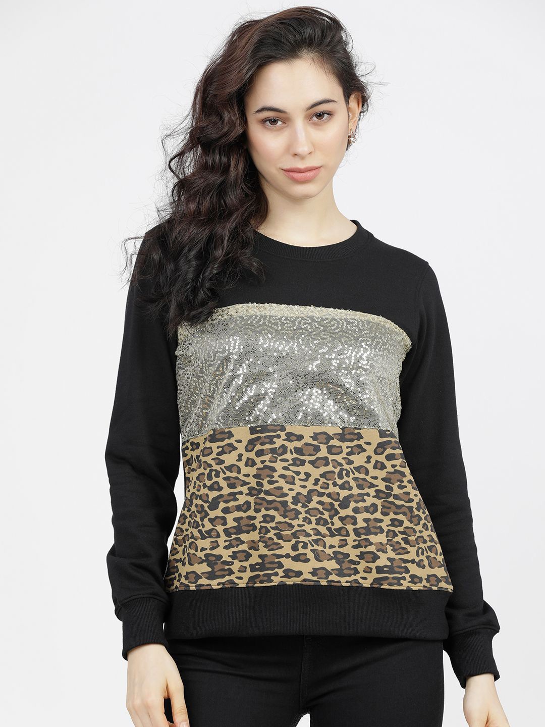 

Tokyo Talkies Women Printed Sweatshirt, Black