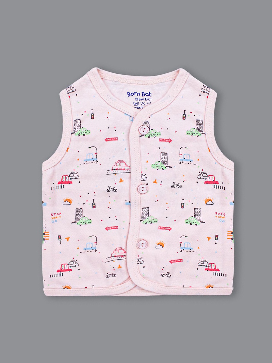 

Born Babies Infants Printed Pure Cotton Jhabla, Pink