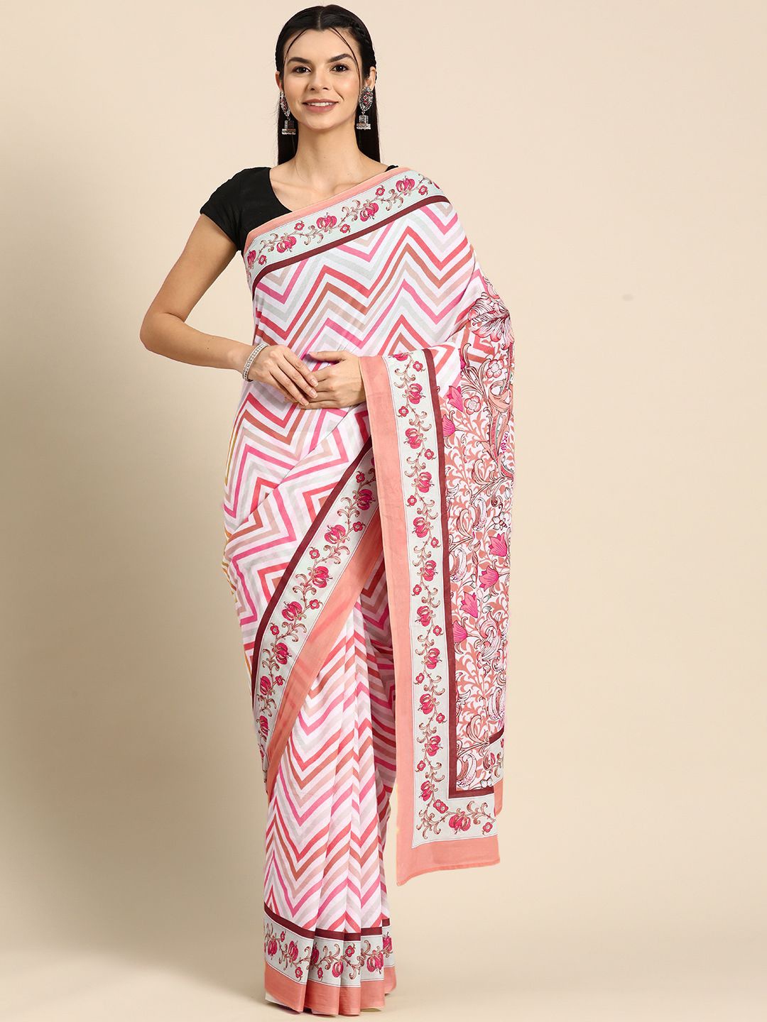 

BUTA BUTI Pure Cotton Saree, Pink