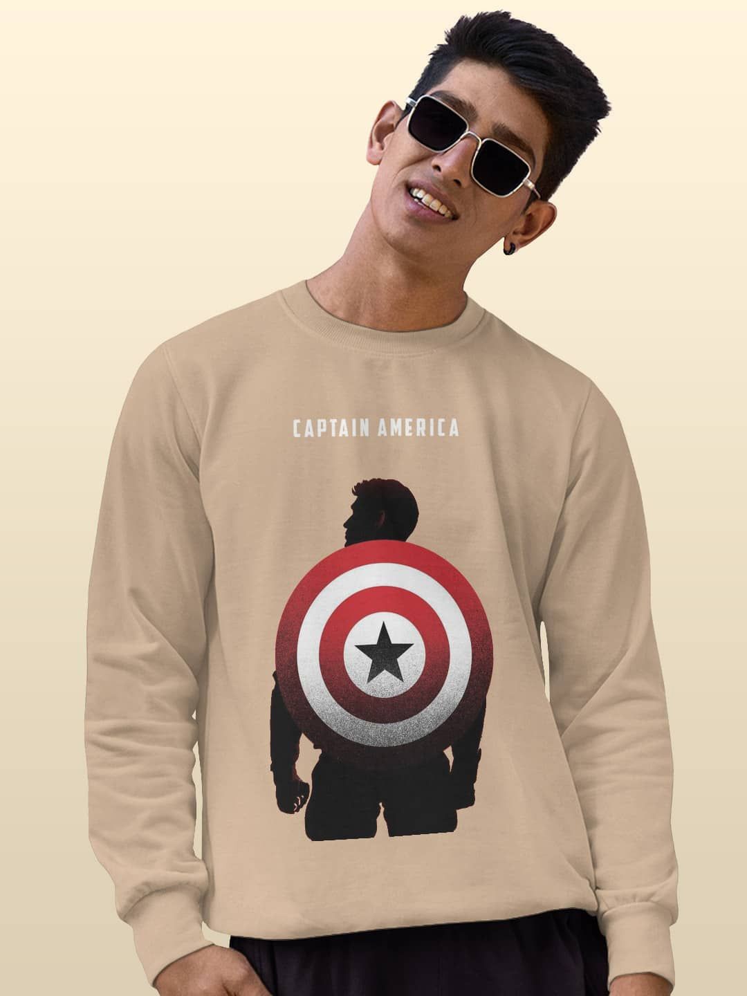 

macmerise Men Printed Sweatshirt, Beige