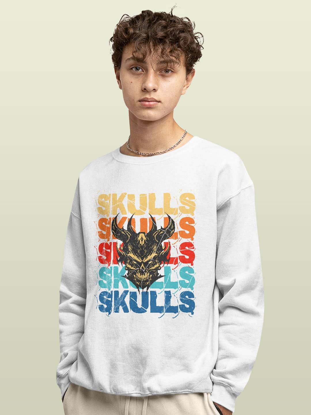 

macmerise Men Printed Sweatshirt, White