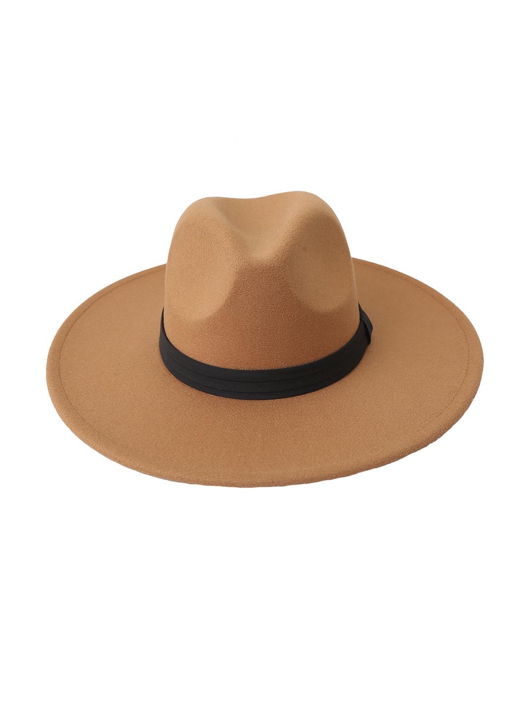 

FabSeasons Unisex Wide Brim Fedora Hat with Vegan Leather Belt, Brown