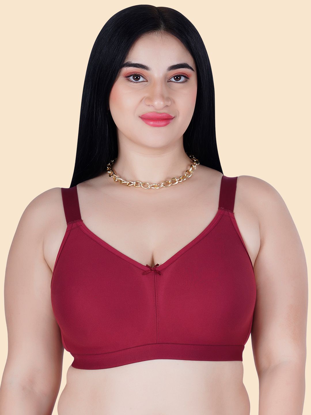 

Tweens Plus Size Full Coverage Seamless Cotton Non Padded Minimizer Bra, Maroon