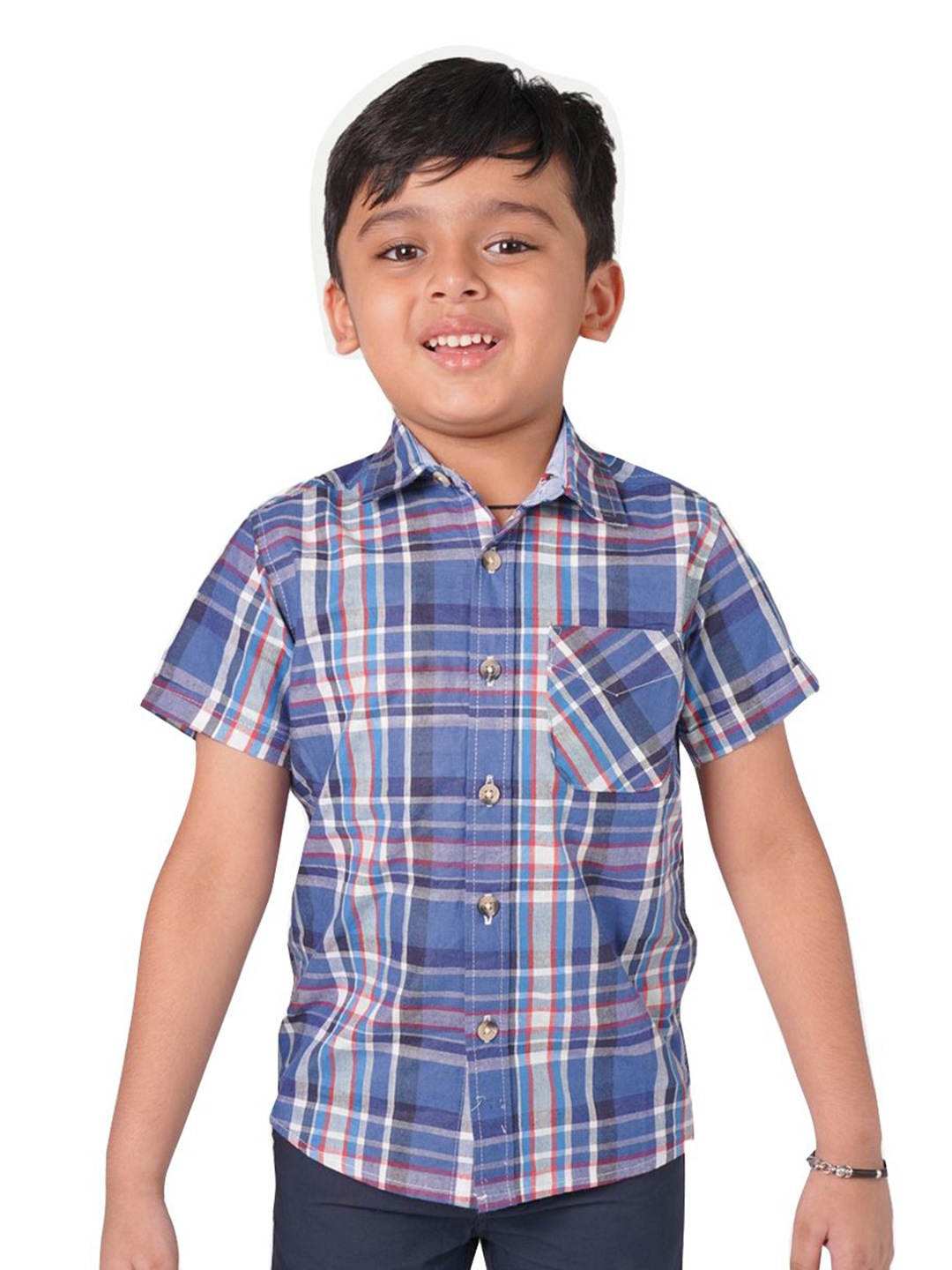 

BAESD Boys Tartan Checks Opaque Checked Casual Shirt, Blue