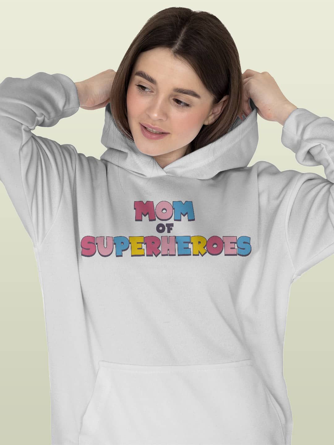 

macmerise Women Printed Hooded Sweatshirt, White