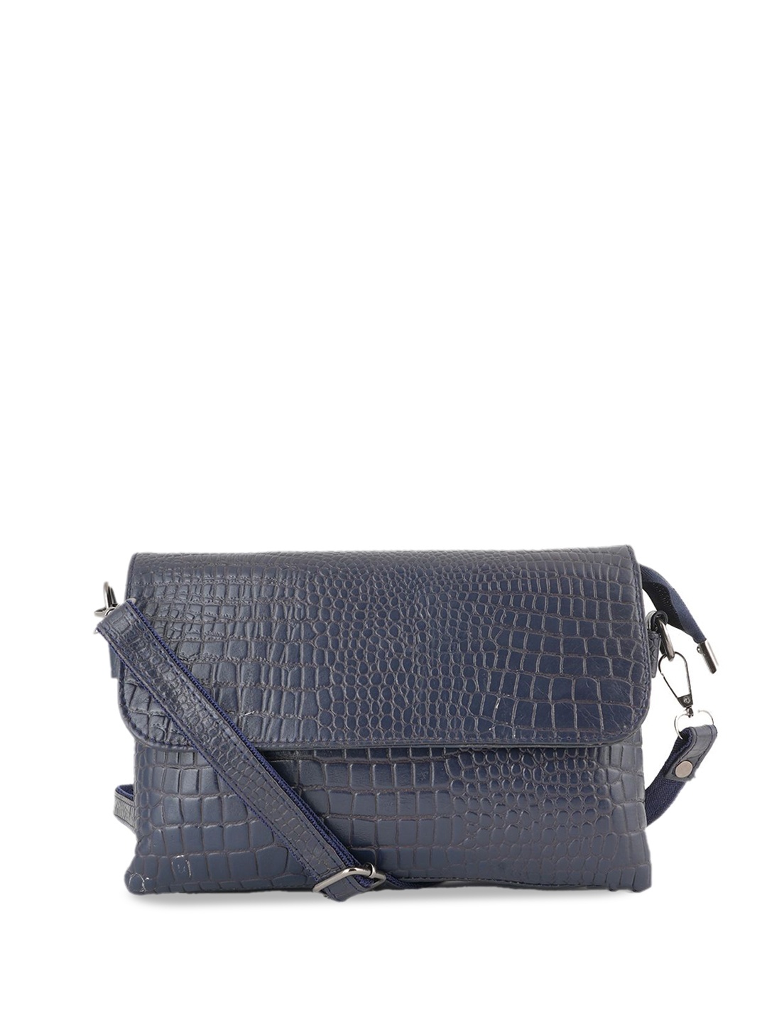 

Style Shoes Textured Leather Bowling Sling Bag with Fringed, Blue