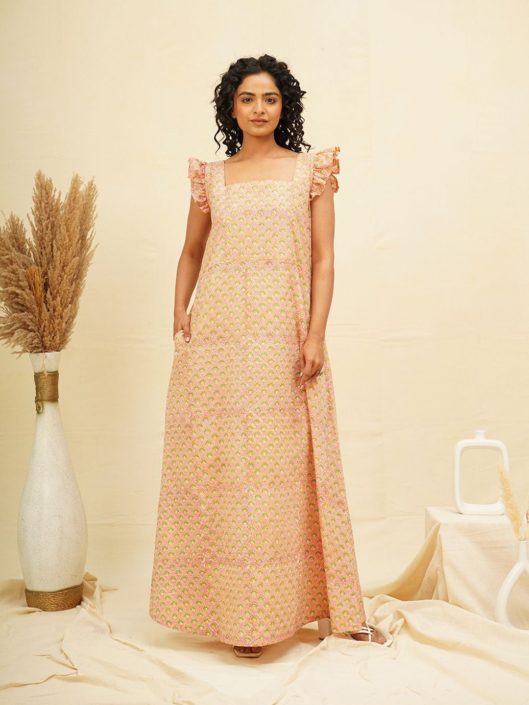 

THE SAFFRON SAGA A-Line Maxi Dress, Peach