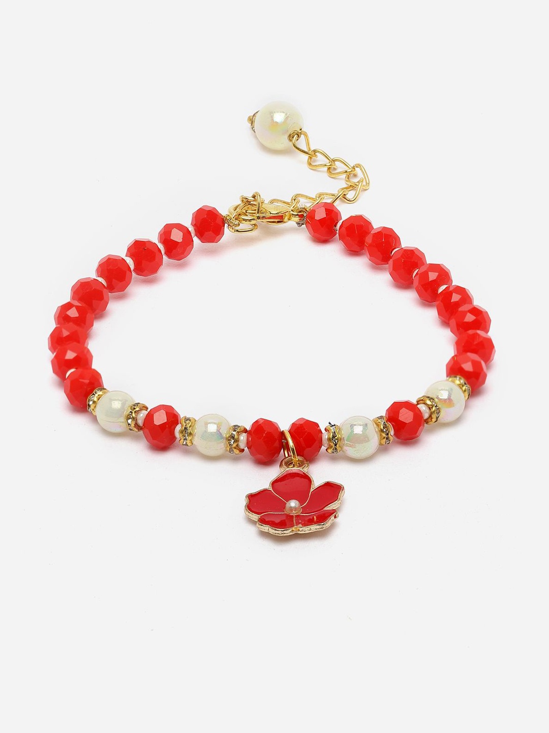 

Sangria Enamelled Flower Wraparound Lumba Rakhi, Red