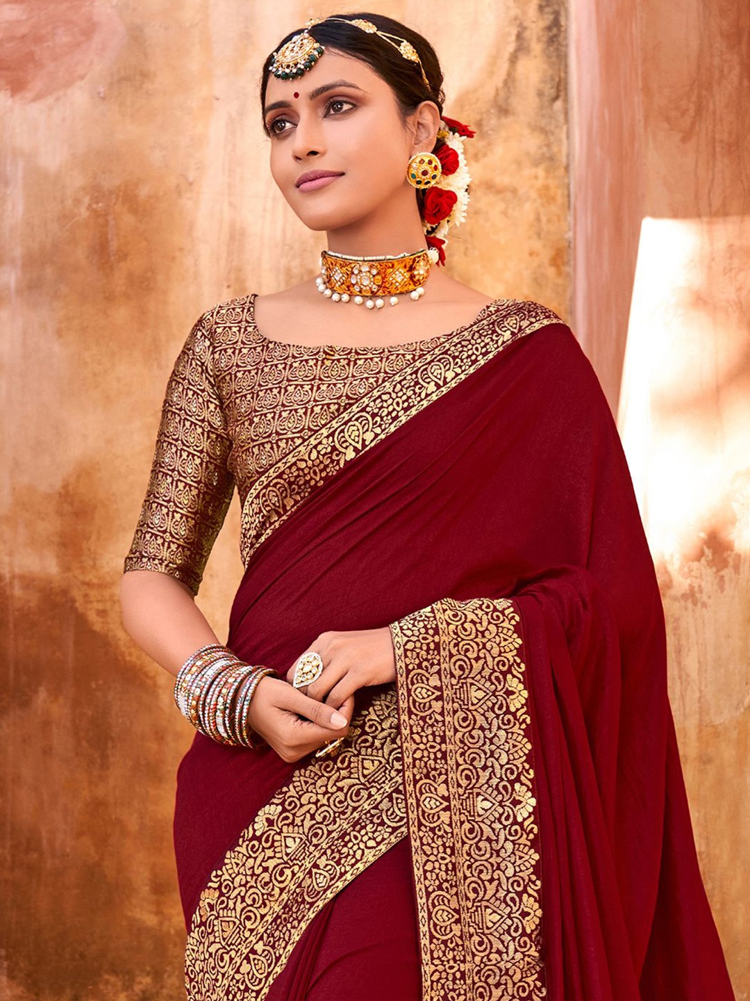 

Saree mall Zari Woven Design Sarees, Maroon