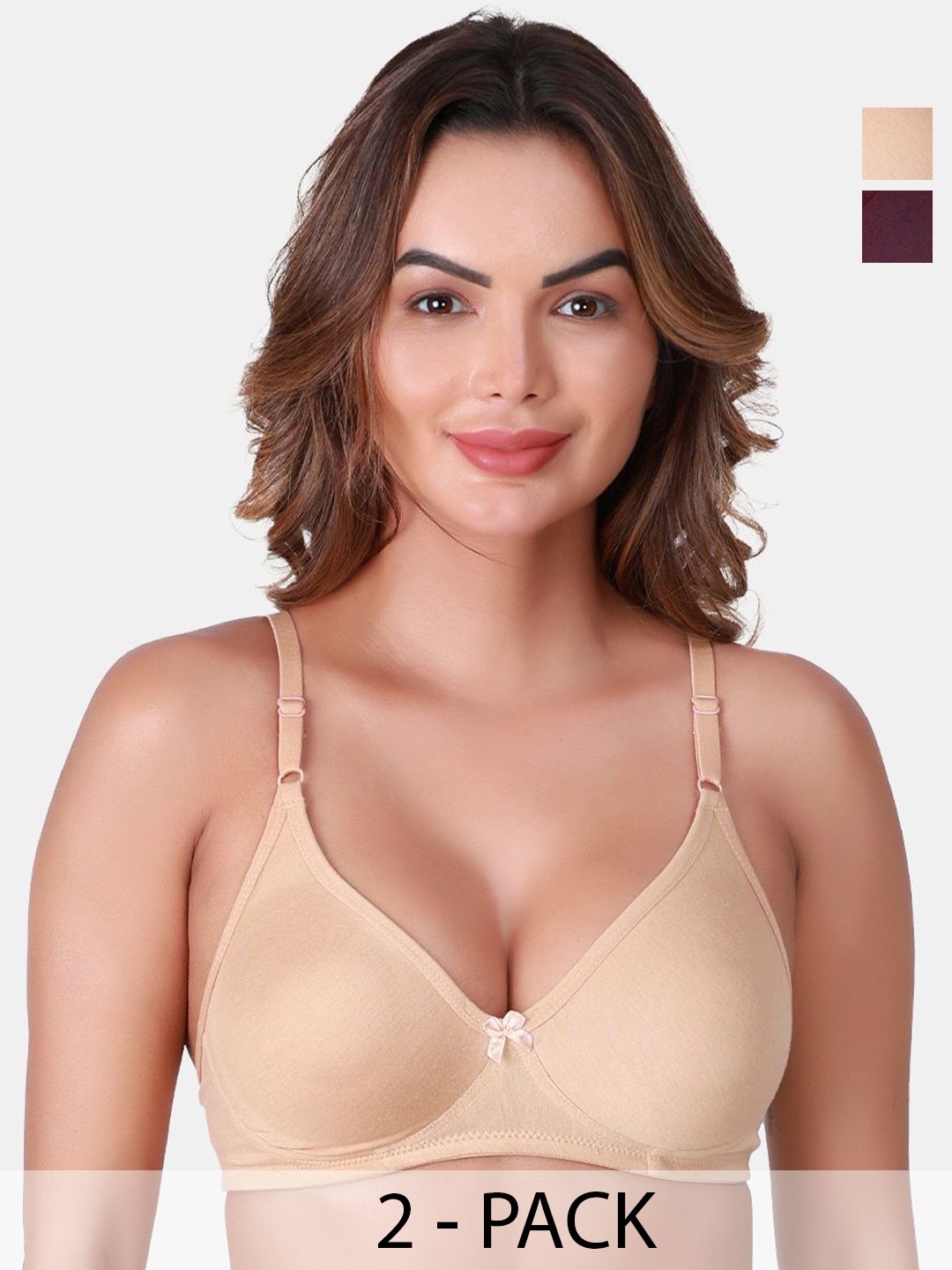 

SKDREAMS Pack Of 2 Women Non-Wired Full Coverage Bra, Nude