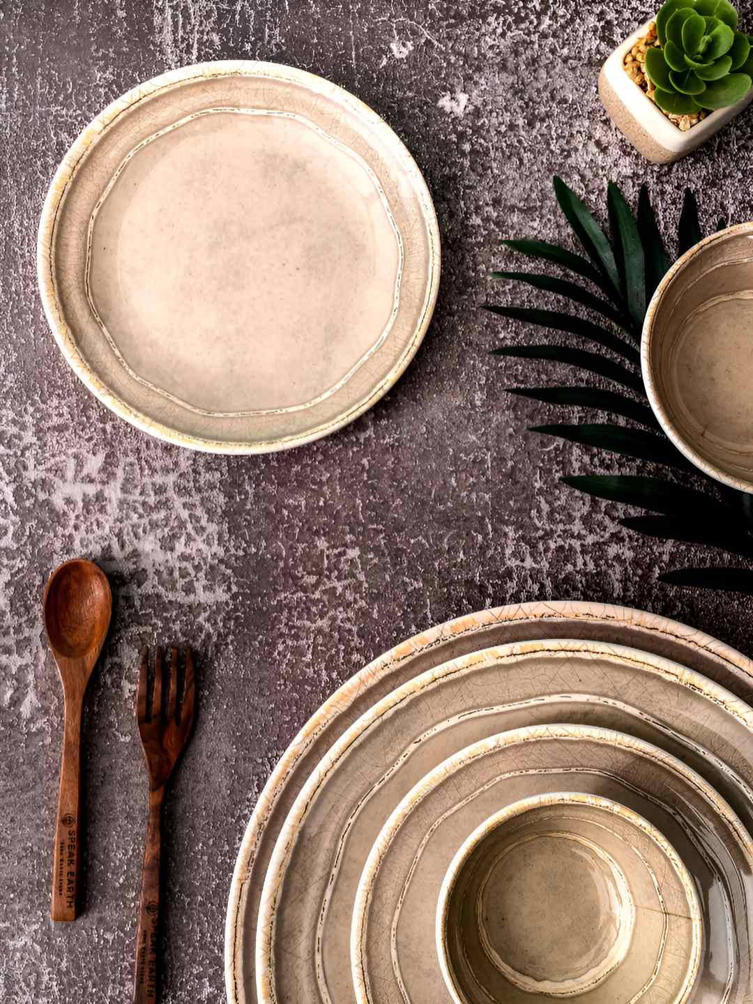

Servewell Beige & White 6 Pcs Abstarct Printed Melamine Dishwasher Safe Dinner Plate Set
