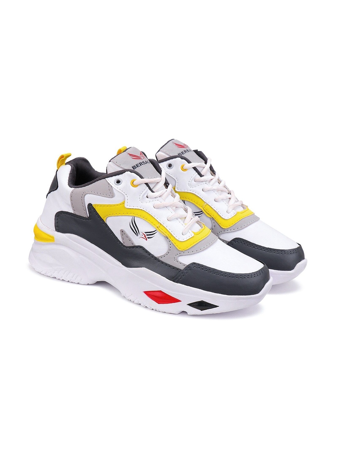 

BERSACHE Men Leather Running Non-Marking Shoes, Yellow