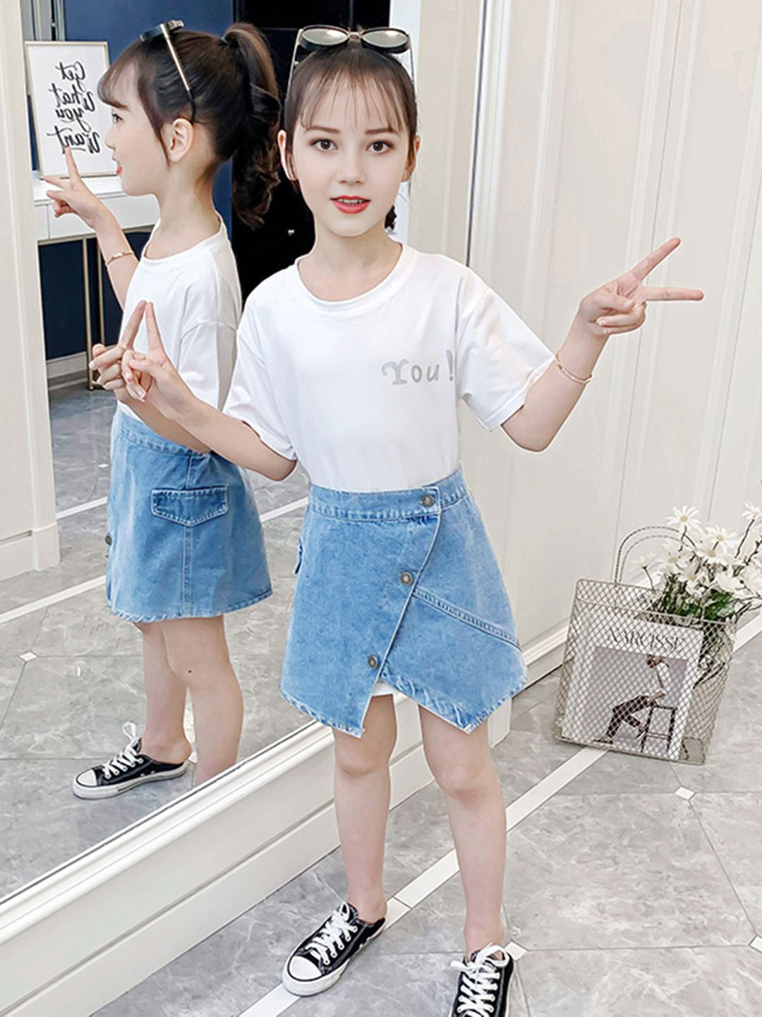 

INCLUD Girls T-shirt with Skirt, White