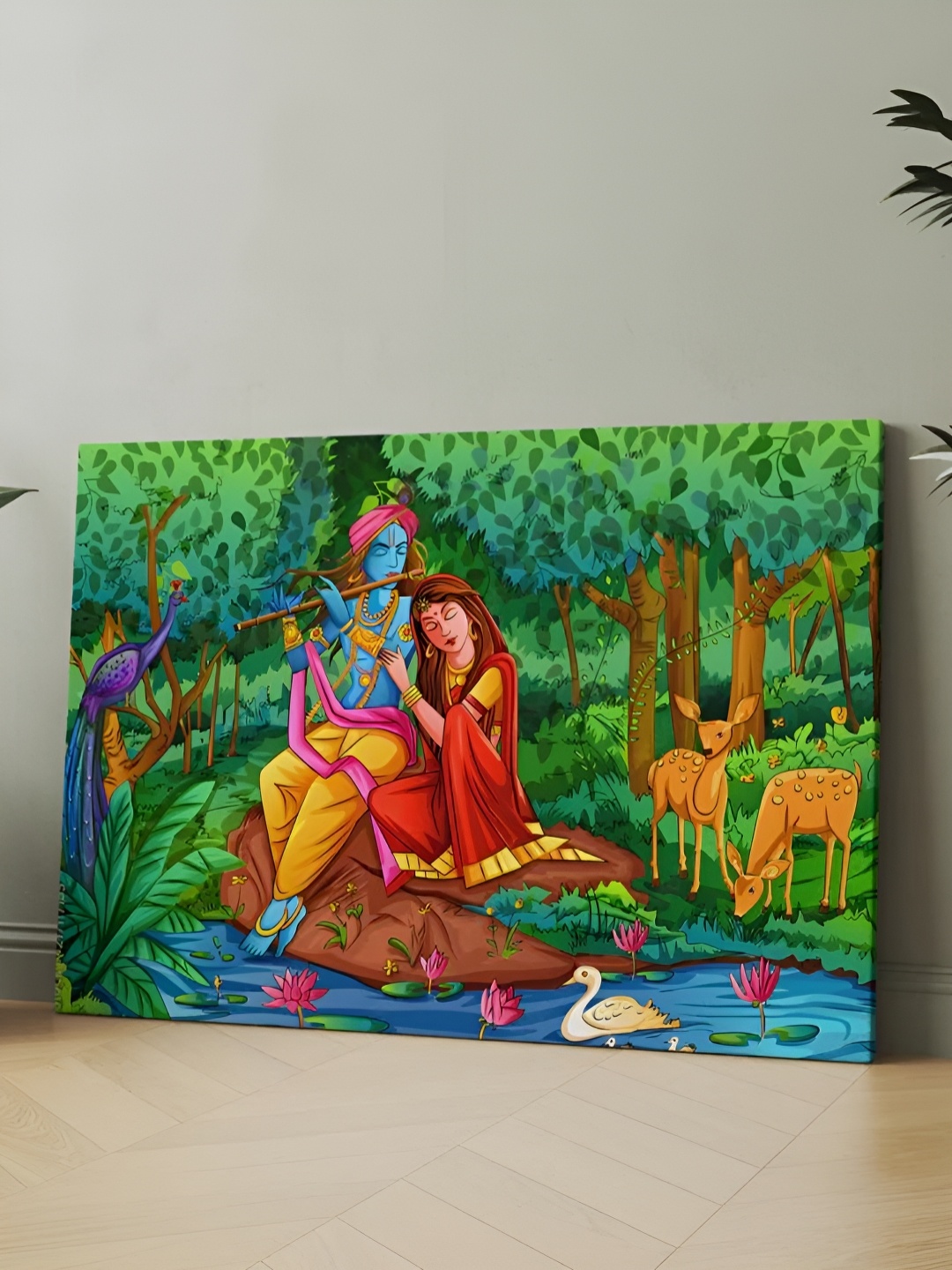 

CLAWCRAFTS Green & Blue Wooden Religious Wall Paintings