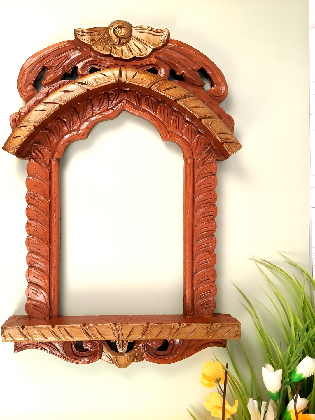 

apka mart Brown Textured Wooden Jharoka Hanging Wall Decor