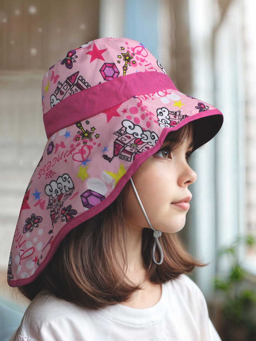 

JENNA Girls Printed Sun Protection UPF50+ Bucket Hat, Pink