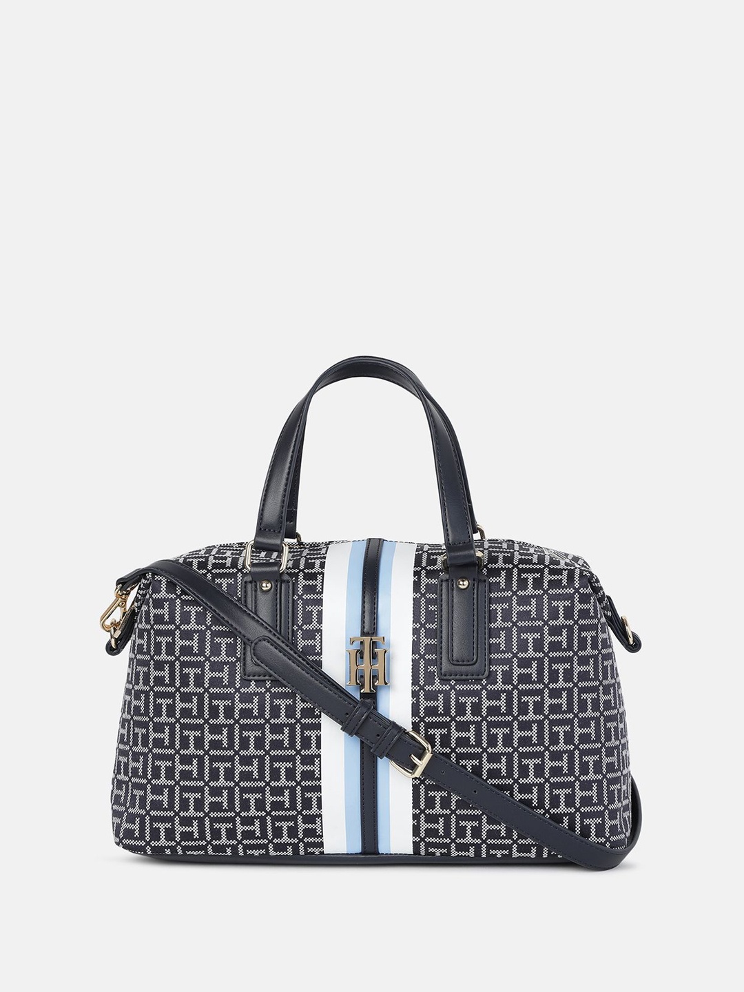

Tommy Hilfiger Animal Textured Structured Sling Bag with Tasselled, Blue