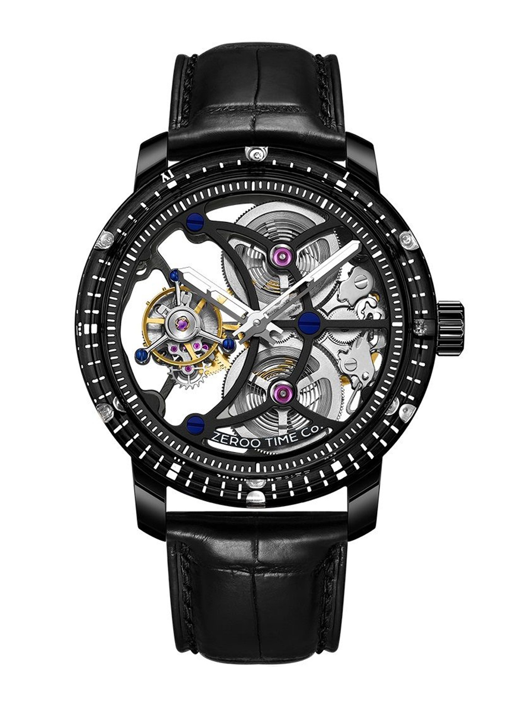 

ZEROO Unisex Printed Dial & Leather Straps Analogue Watch ZT005CBB, Black