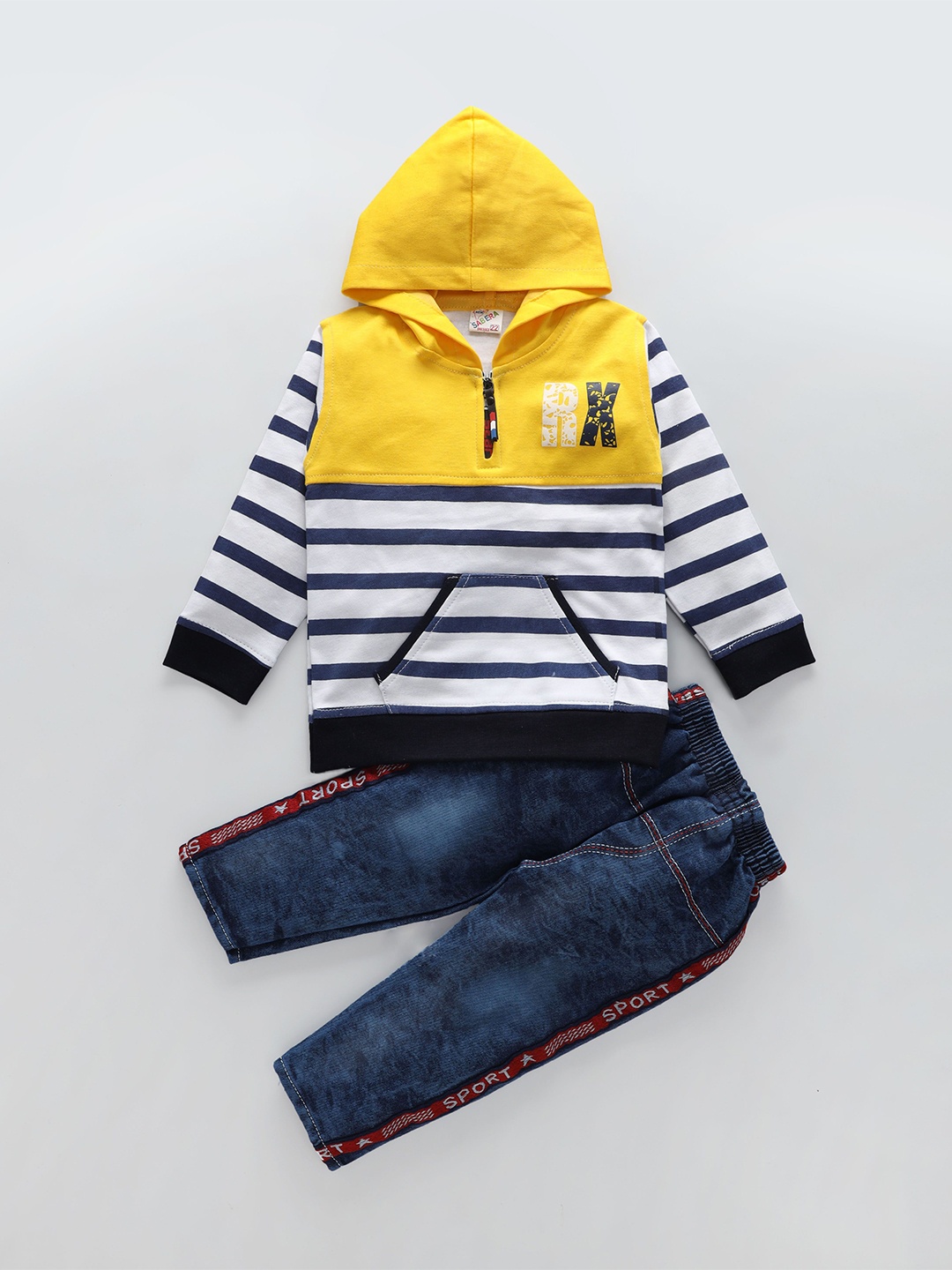 

BAESD Boys Striped Sweatshirt with Trousers, White