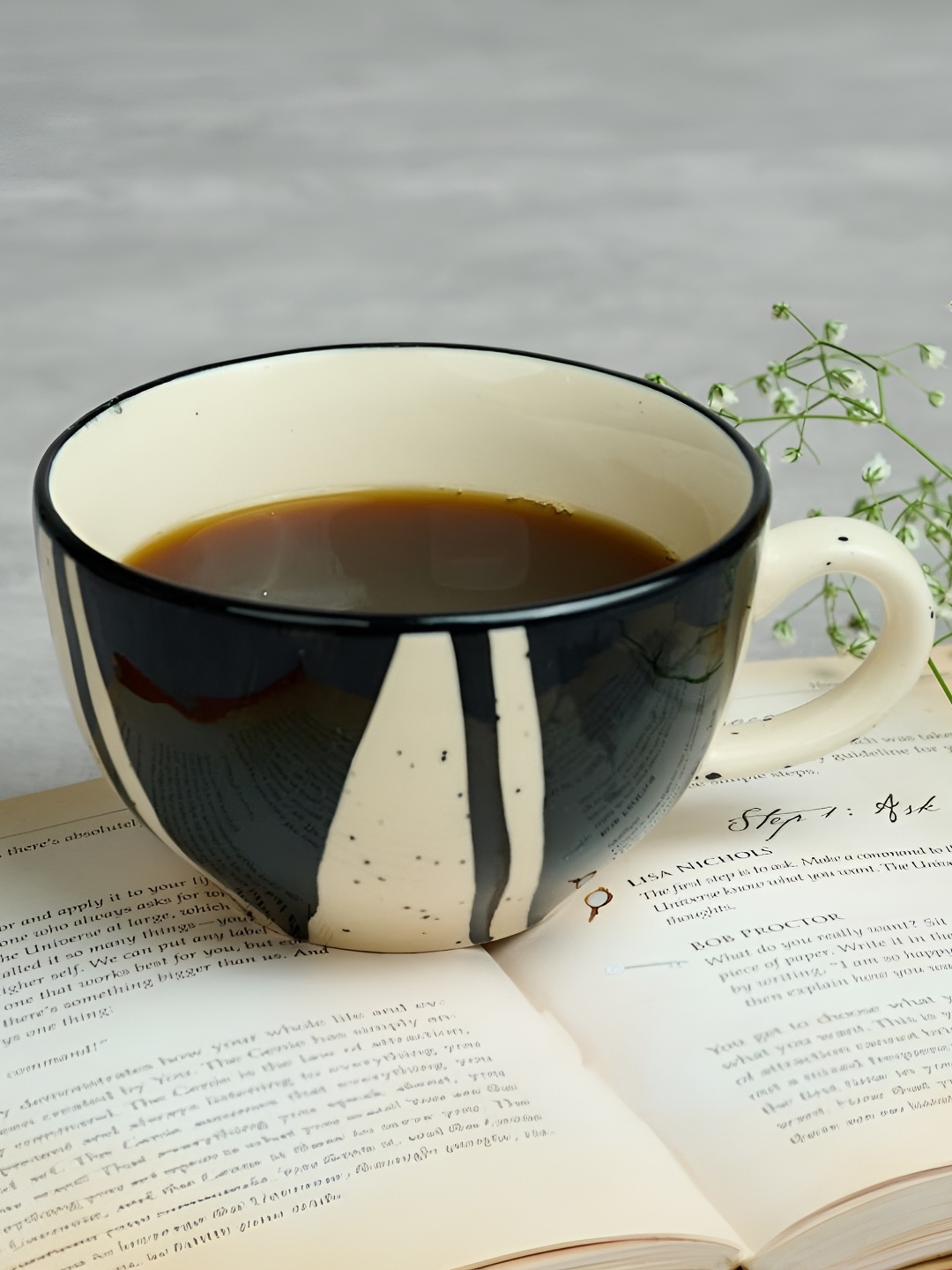 

BlackCarrot Black & Tan 2 Pieces Printed Stoneware Matte Cups 320 ml
