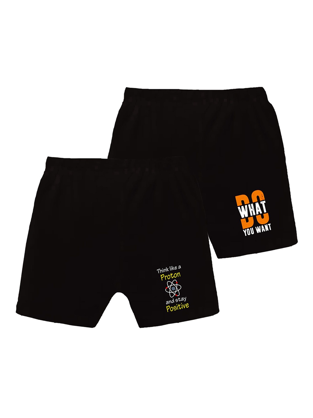 

CoolTees4U Pack Of 2 Boys Printed Cotton Shorts, Black