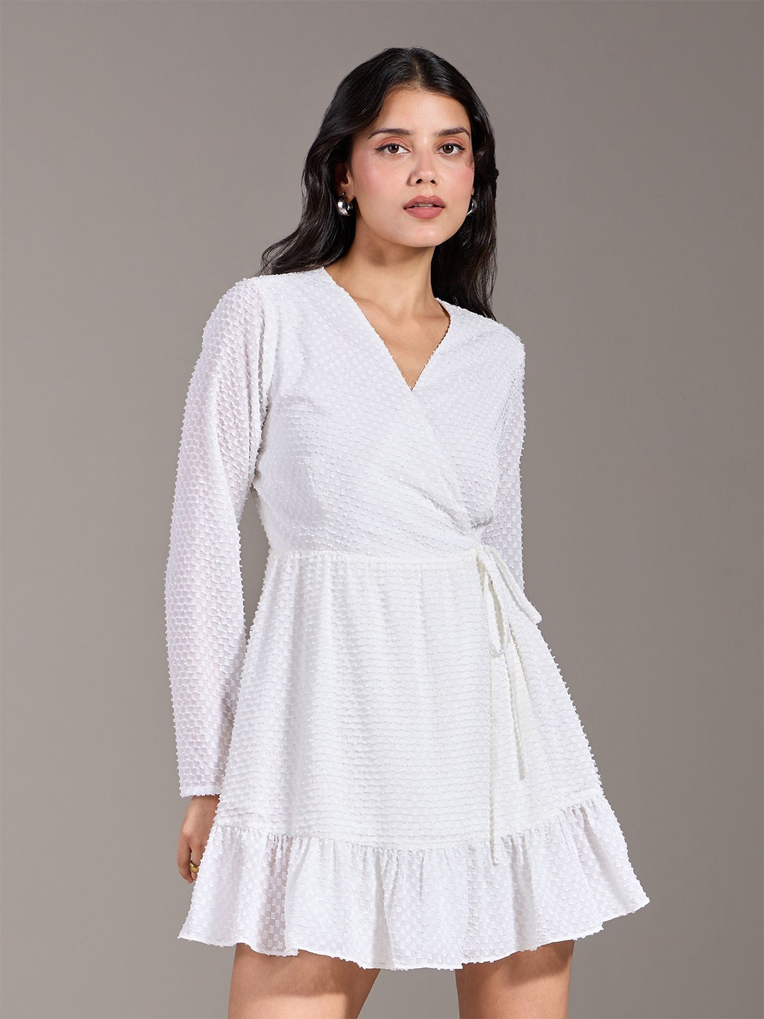 

20Dresses Women Self Design Wrap Dress, White